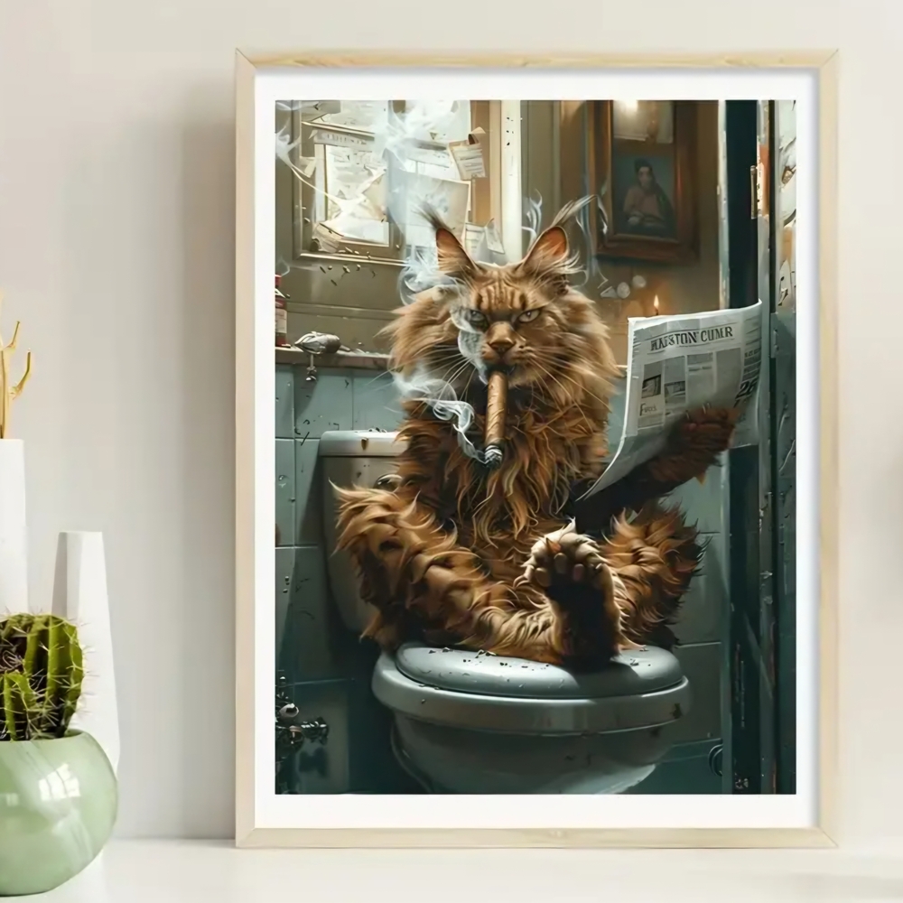 Ginger Cat with Cigar Canvas Art Print